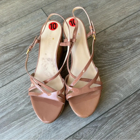 KATE SPADE Talanse Pink Patent Wedge  Platform Sandals - Picture 3 of 14